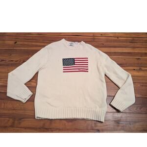 Polo Jeans American Flag  White Mens Large Sweater